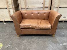 A MULBERRY LIGHT BROWN LEATHER TWO SEATER SETTEE, length 151cm x depth 76cm x height 83cm, condition