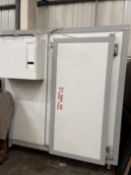 A COMMERCIAL WALK-IN FREEZER, width 227cm x depth 227cm x depth with coolant mechanics to front