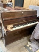 AN EBNER MAHOGANY UPRIGHT OVERSTRUNG PIANO, width 143cm, depth 54cm, height 114cm, condition report: