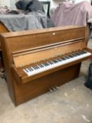 A FAZER TEAK UPRIGHT PIANO, serial number 74372, width 145cm, depth 53cm, height 109cm, condition