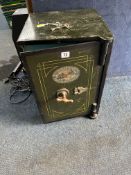 AN I. CARTWRIGHT OF WEST BROMWICH VINTAGE FIRE SAFE with an internal drawer, keys for door and
