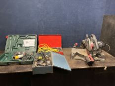 THREE 110 VOLT ROTARY HAMMER DRILLS AND A 240 VOLT PERFORMANCE POWER COMPOUND MITRE SAW comprising a