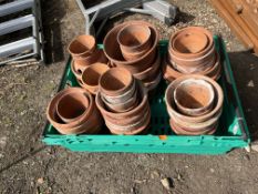 A TRAY CONTAINING TERRACOTTA PLANT POTS of varying sizes, shapes and ages Condition Report: some