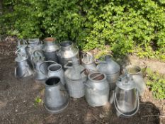A COLLECTION OF STAINLESS STEEL, ALUMINIUM AND GALVANISED MILKING EQUIPMENT, including SS milk