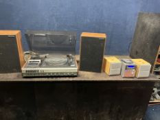 A VINTAGE NATIONAL PANASONIC SG-1070L MUSIC CENTRE, with matching speakers (PAT fail due to