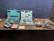 A COLLECTION OF MAKITA AND BOSCH PROFESSIONAL TOOLS, including a 3703 trim router, a 6835D