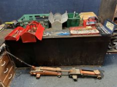 TWO TRAYS AND TWO TOOLBOXES CONTAINING AUTOMOTIVE TOOLS, including two socket sets, two trolley