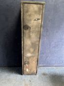 A METAL GUN SAFE, with space for 6 guns, two locks and four keys, width 37cm, depth 27cm, height