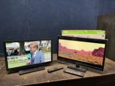 A SHARP LC-24DHF4011K 24in TV with remote, and a Toshiba 22D1333 22in TV with remote and original