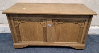 A 20TH CENTURY OAK BLANKET CHEST, width 97cm x depth 45cm x height 53cm, condition report: marks,