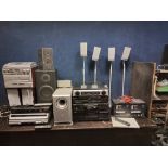 A COLLECTION OF AUDIO AND VISUAL EQUIPMENT including a Sony MDS-JE530 mini disc player with remote