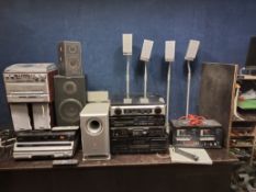 A COLLECTION OF AUDIO AND VISUAL EQUIPMENT including a Sony MDS-JE530 mini disc player with remote