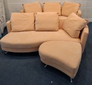 ROLF BENZ, A PAIR OF SALMON PINK CURVED SOFAS, approximate length 210cm x depth 110cm x height 67cm,