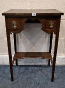 AN EARLY 20TH CENTURY MAHOGANY SIDE TABLE, with two frieze drawers, raised on square tapered legs,