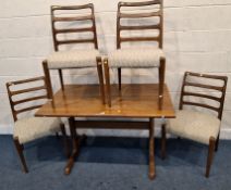 A SMALL RECTANGULAR TABLE, raised on trestle style legs, united by a stretcher, width 123cm x