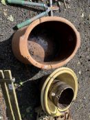 A COLLECTION OF GARDEN PLANTERS, including a large oval terracotta pot with a glazed interior,