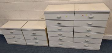 A PAIR OF SIX DRAWER CHESTS, width 60cm x depth 41cm x height 101cm, along with a pair of matching