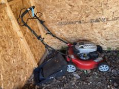 A COBRA M46SPC SELF PROPELLED PETROL LAWN MOWER, with collection bag (engine pulls freely but hasn't