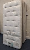 A SILENTNIGHT MIRACOIL 3FT SINGLE DIVAN BED AND MATTRESS, with a pine headboard, condition report: