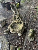 A LARGE CONCRETE GARDEN CASCADE, in the form of a tree stump, hollowed and fallen, with 4 levels