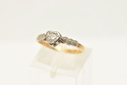 A DIAMOND SINGLE STONE RING, set with a round brilliant cut diamond, approx ring size K 1/2, stamped