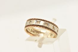 A 9CT GOLD BI-COLOUR FULL SET ETERNITY BAND RING, set with colourless spinel's, hallmarked 9ct