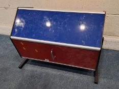 A MULTI-COLOURED PERSPEX RAFFLE / TOMBOLA DRUM, with a removable circular door, width 73cm x