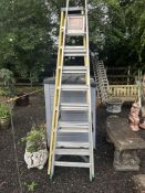 A YOUNGMAN ALUMINIUM STEP LADDER, 240cm high, along with another step ladder (2)