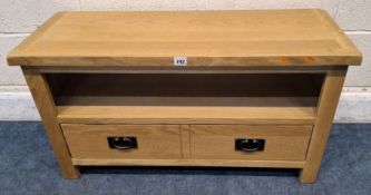 ROSELAND, A MODERN LIGHT OAK TV STAND, with a single drawer, 90cm x depth 35cm x height 49cm,