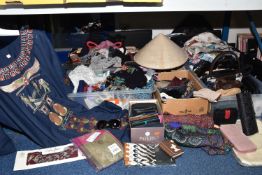 SIX BOXES AND LOOSE CLOTHING ACCESSORIES ETC, to include purses by Fabretti , Dents and Saddler,