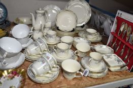 ROYAL DOULTON 'JULIET' PART DINNER SERVICE, comprising eight tea cups and saucers, three coffee cans
