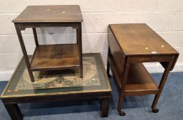 AN EARLY 20TH CENTURY OAK DROP LEAF TROLLEY, width 44cm x depth 70cm x height 74cm, a coffee table
