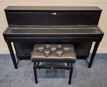 A YAMAHA CLAVINOVA CLP-685 ELECTRIC UPRIGHT PIANO, the soft close hinged key cover enclosing all the
