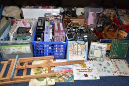 FOUR BOXES AND LOOSE MISCELLANEOUS ITEMS, to include digital cameras such as Cannon Power Shot,
