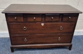 A STAG MINSTREL SIDEBOARD / BANK OF SIX DRAWERS, width 108cm x depth 47cm x height 72cm, condition