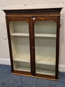 A 19TH CENTURY MAHOGANY BOOKCASE TOP, the double glass doors enclosing a painted interior, width
