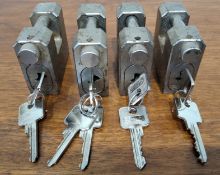 FOUR CISA HARDENED SLIDING SHACKLE CONTAINER PADLOCKS, 285 / 75, condition report: stored