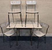 TAVO, BELGIUM, A MID TO LATE 20TH CENTURY FORMICA DROP LEAF TABLE, raised on tubular metal legs,