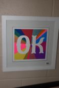 JESS WILSON (BRITISH CONTEMPORARY) 'OK', a limited edition screen print 19/20, signed and dated 2020