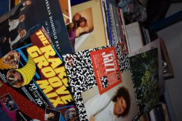 THREE BOXES OF VINYL RECORDS from artists such as Tina Turner, Johny Mathis, Madonna, Frank Sinatra,