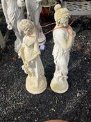 TWO CONCRETE GARDEN FIGURES, the tallest being 67cm high