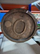 A GROUP OF TREEN, comprising an Igbo Okwa Oji carved wooden kola nut bowl/tray from Nigeria, circa
