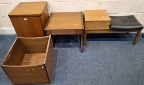 A SELECTION OF OCCASIONAL FURNITURE, to include a Stag linen basket, a telephone table, another
