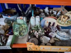 THREE BOXES AND LOOSE OF MAINLY DECORATIVE HOUSEHOLD CERAMICS comprising a box containing ceramic