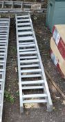 AN ABRU STARMASTER ALUMINIUM DOUBLE EXTENSION LADDER with 12 rungs to each 340cm section Condition
