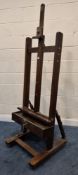 A MABEF M/04 PLUS CRANK EASEL, with adjustable height and accessories, a dished shelf with two