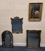THREE GILT FRAMED WALL MIRRORS, all with foliate designs, along with another mirror Dimensions: