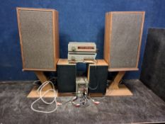 A QUAD 303 AMPLIFIER, a 33 Pre Amp, an FM3 tuner, a pair of KEF Model 101 bookshelf speakers, a pair