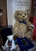 A ROYAL CROWN DERBY STEIFF BEAR WITH MINIATURE TEDDIES FIGURE, comprising boxed The Royal Crown