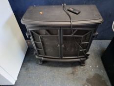 A DUNELM STOVE EFFECT HEATER with remote, width 64cm, depth 30cm, height 68cm (PAT passed and
